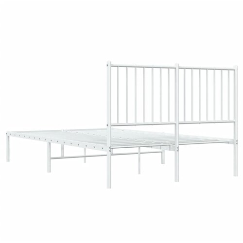  Metalni okvir za krevet s uzglavljem bijeli 120 x 190 cm Slike
