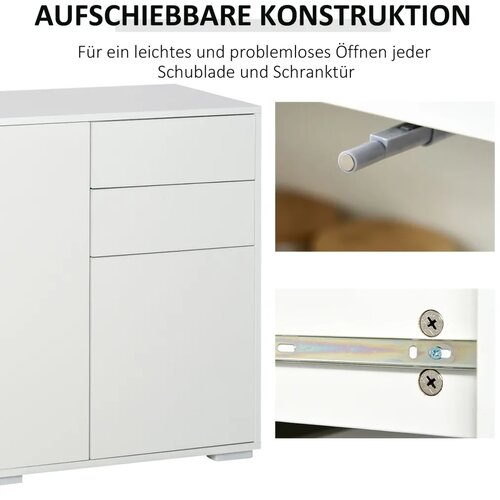  Komoda ladica 2 ladice push-click 117 cm x 36 cm x 74 cm bijela Slike