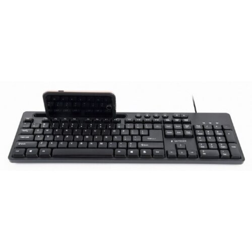 Gembird KB-UM-108 multimedijalna tastatura us layout black usb sa drzacem za telefon Cene