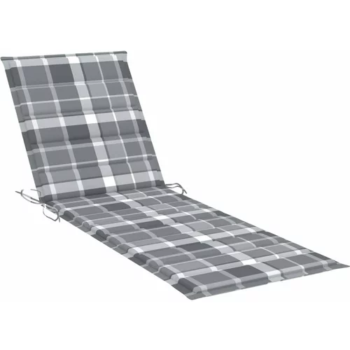 Jastuk za ležaljku sivi karirani 200 x 60 x 3 cm tkanina Oxford