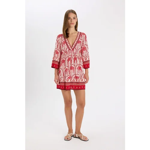 Defacto Fall in Love Regular Fit Patterned Beach Dress