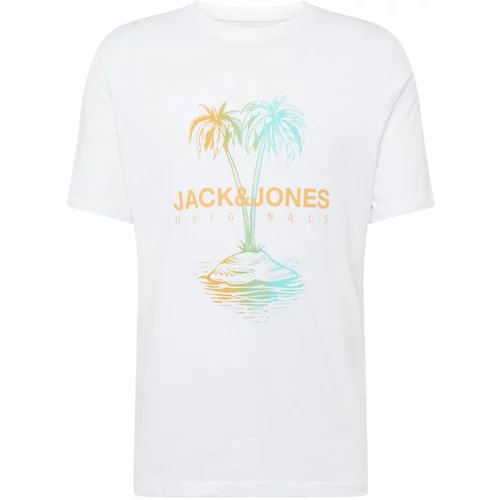Jack & Jones Majica 'LAFAYETTE' akvamarin / narančasta / bijela