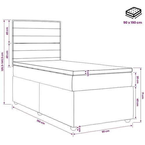  Boxspring krevet s madracem Tamnosiva Jjedan Tkanina - Tamnosiva jedna veličina Dizajn linija Slike