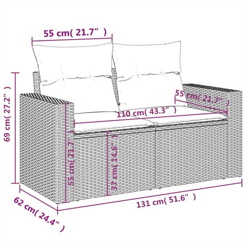  9-dijelni set vrtnih sofa s jastucima crni od poliratana Crna 66 x 62 x 69 cm Slike