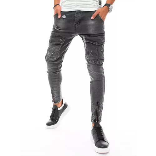 DStreet Dark gray men's cargo jeans UX3288