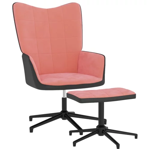  Stolica za opuštanje s osloncem za noge ružičasta baršun/PVC