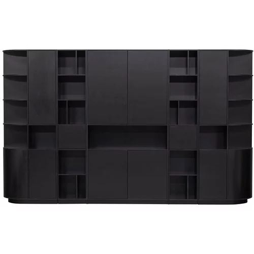 WOOOD Črna modularna knjižna polica iz masivnega bora 346x210 cm Finca –
