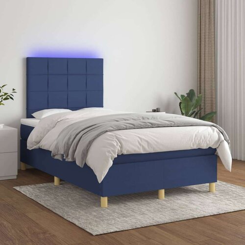  Box spring postelja z vzmetnico LED modra 120x200 cm blago, (20900510) Cene