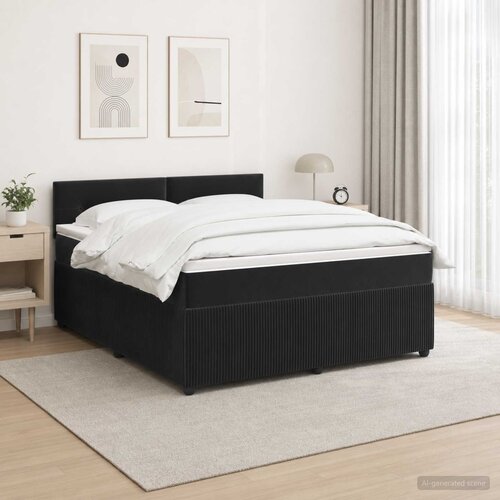  Boxspring krevet s madracem Crna 180 x 200 cm Baršun Cene