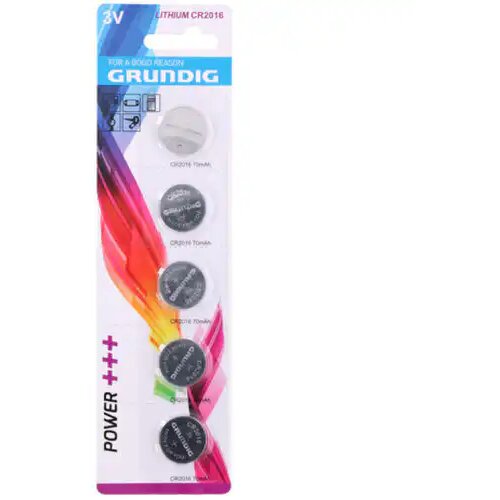 Grundig CR2016 3V litijumske dugmaste baterije, 5 komada Slike