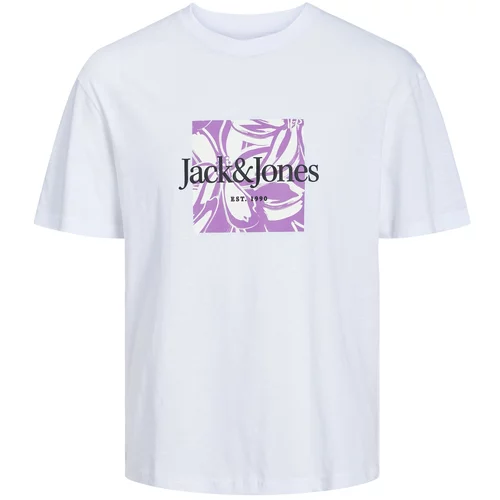 Jack & Jones Majica 'LAFAYETTE' lila / crna / bijela / prljavo bijela