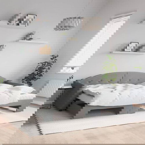 VidaXL Dnevni krevet na razvlačenje svjetlosivi 90 x 200 cm od tkanine Slike