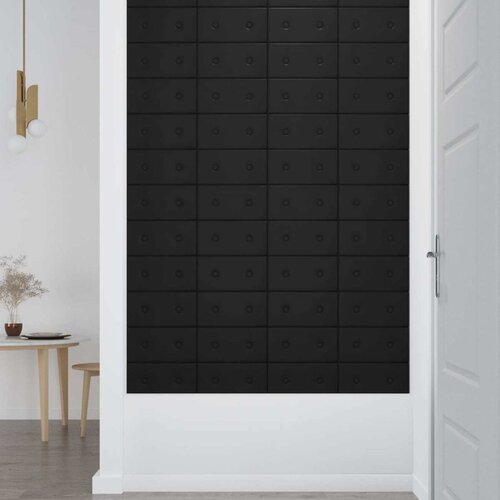  Zidna uzglavlja 12 pcs Crna 30 x 15 cm Lažna koža Slike