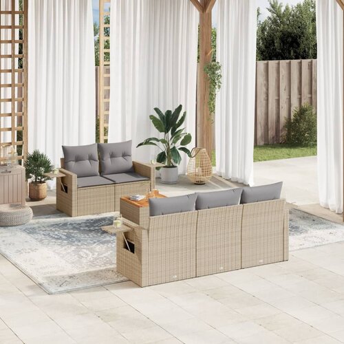 VidaXL 6-dijelni set vrtnih sofa s jastucima bež od poliratana Slike