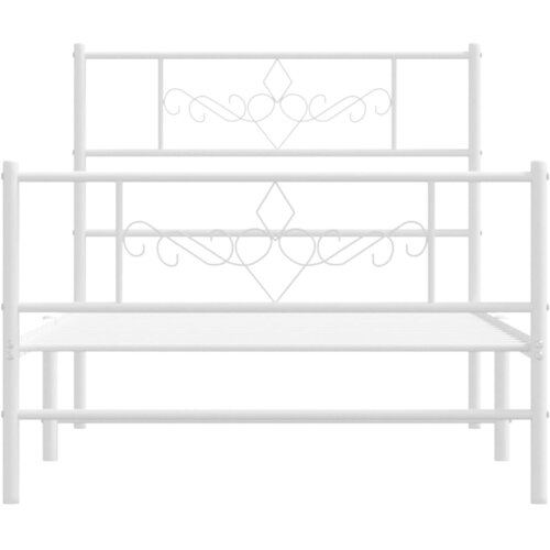  Metalni okvir kreveta uzglavlje i podnožje bijeli 107x203 cm Slike