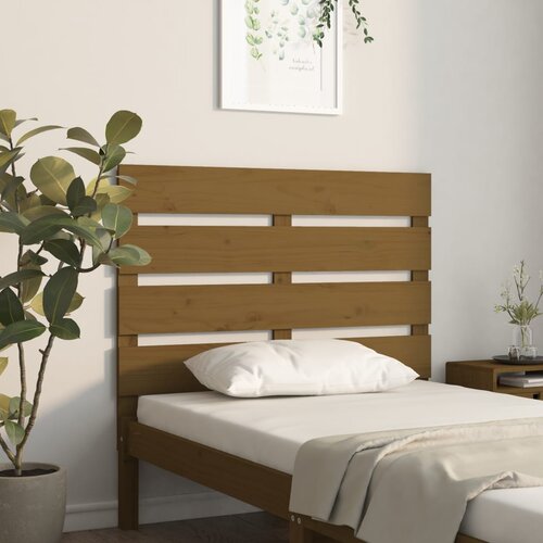VidaXL posteljno vzglavje medeno rjavo 100x3x80 cm trdna borovina Slike