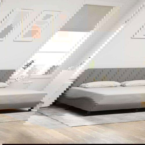  Okvir za krevet bez madraca smeđesivi 200x200 cm od tkanine - Sivo-smeđa 200 x 200 cm Slike