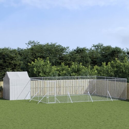 VidaXL Vanjski kavez za pse s krovom srebrni 6x6x2 5 m pocinčani čelik Slike