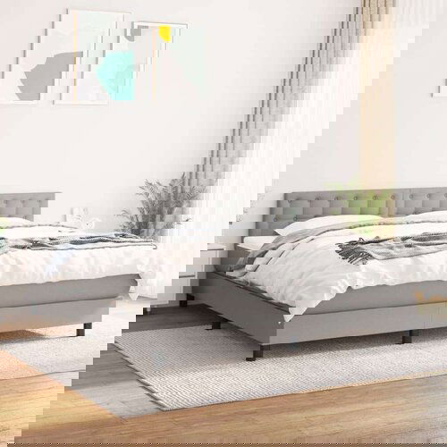  Box spring postelja z vzmetnico svetlo siva 180x200 cm blago, (20791491) Slike