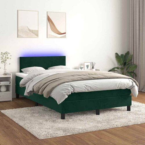 Krevet box spring s madracem LED tamnozeleni 120x200 cm baršun Cene