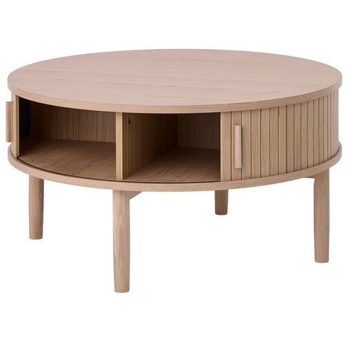 Unique Furniture Okrogla klubska mizica v hrastovem dekorju v svetli naravni barvi &amp;oslash; 85 cm Meta &amp;ndash; Slike
