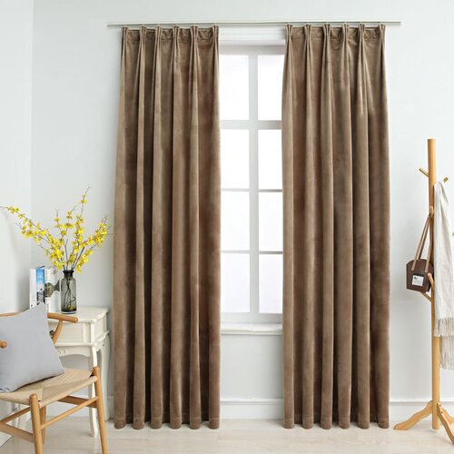VidaXL Zavjese za zamračivanje 2 kom bar&amp;scaron;unaste bež 140 x 225 cm Slike