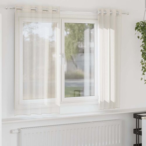 Voile zavjese s u&amp;scaron;icama 2 kom krem 140x175 cm Slike