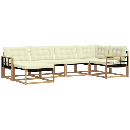 vidaXL Zunanja garnitura za sedenje z blazino 6 pcs Bela in krem, (5000270483) Cene