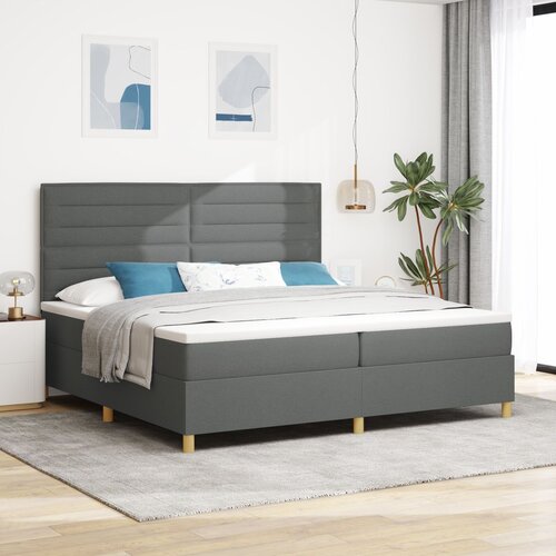 VidaXL Krevet s podnicom i madracem Tamnosiva 200x200 cm Tkanina Slike