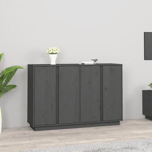 VidaXL Komoda siva 120x35x80 cm trdna borovina Slike
