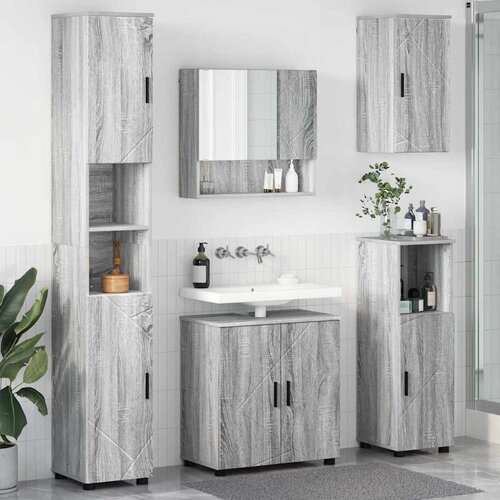vidaXL Set namještaja za kupaonicu Zidne 5 pcs Sivi hrast sonoma Cijene