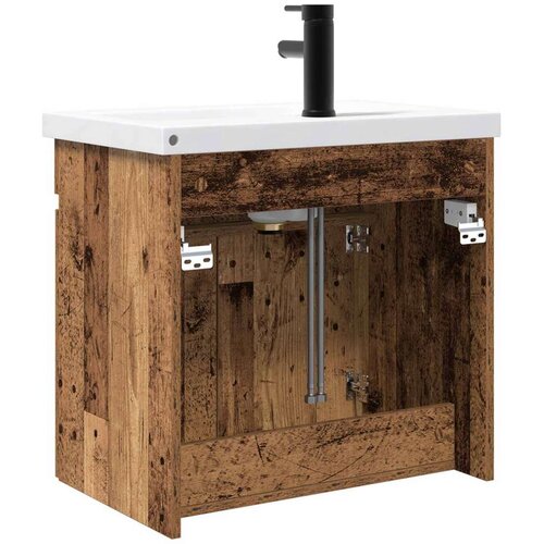 Kupaonski Lavabo - Umivaonik s umivaonikom Staro drvo 61 x 39 x 58 cm Slike