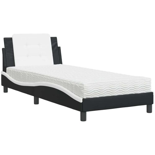  Krevet s madracem crno-bijeli 80 x 200 cm od umjetne kože Slike