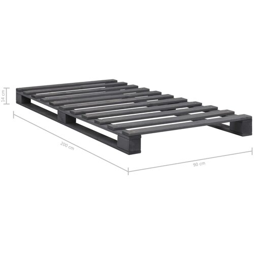  Okvir za krevet od paleta od masivne borovine sivi 90 x 200 cm Slike