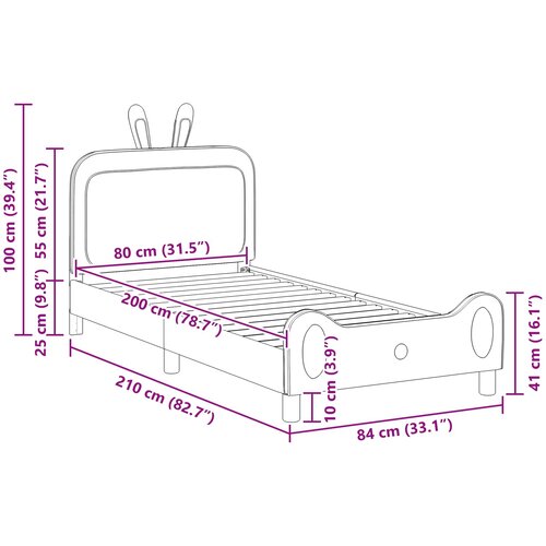  Krevet za djecu s uzglavljem Plava 80 x 200 cm PU Slike