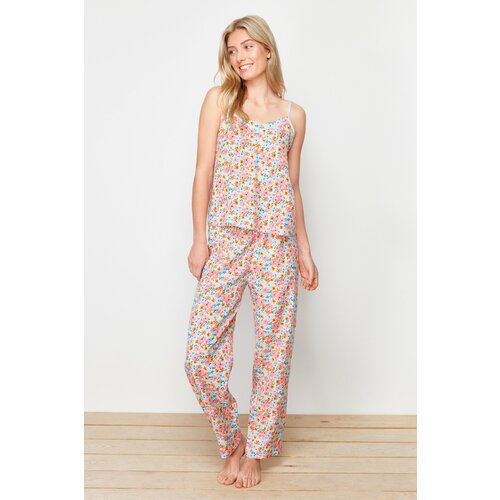 Trendyol Multicolored Floral String Strap Woven Pajama Set Cene