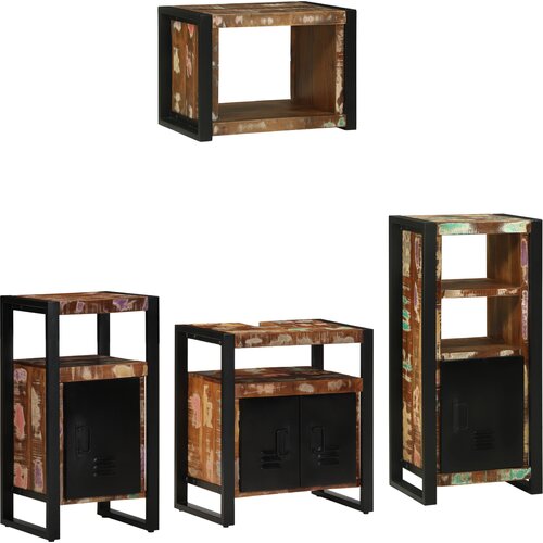 VidaXL Komplet pohi&amp;scaron;tva za kopalnico 4 pcs Trden recikliran les Slike
