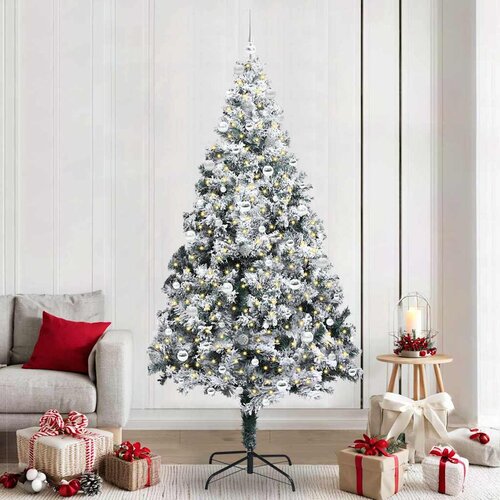 vidaXL Umjetno božićno drvce s 300 LED svjetlima Zelena 240 x 150 cm Cene
