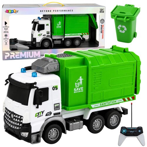  Municipal Vehicle Remote Controlled Garbage Truck RC Container Bin Lights 1:14 Cene