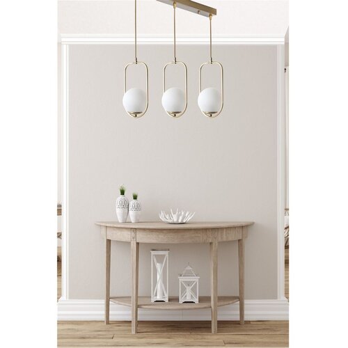 Opviq Ahu 3 Lü Sıralı Beyaz Camlı Eskitme Sarkıt WhiteCopper Chandelier Cene