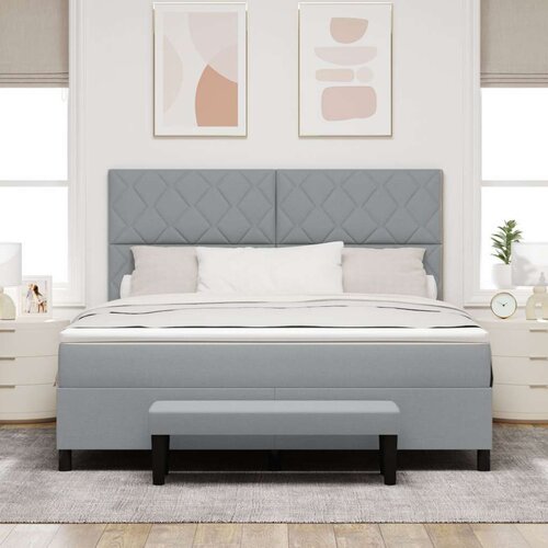 VidaXL Svetlo siva &amp;scaron;katlasta postelja z vzmetnico in klopjo 180x200 cm Tkanina, (22083131) Slike