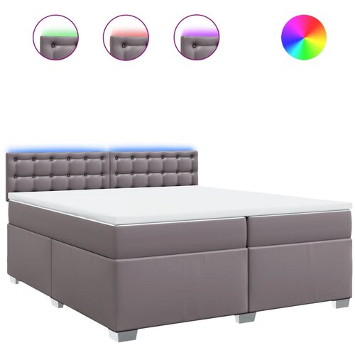 VidaXL Krevet s oprugama i madracem sivi 200x200 cm od umjetne kože Slike