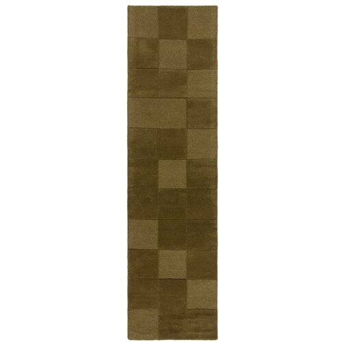Flair Rugs Kaki zelena ručno rađena vunena staza 60x230 cm Checkerboard – Cene