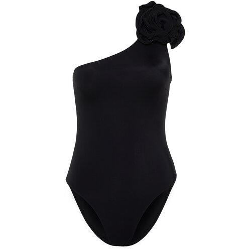 Trendyol Black One-Shoulder Floral Appliqu&amp;eacute; Swimsuit Slike