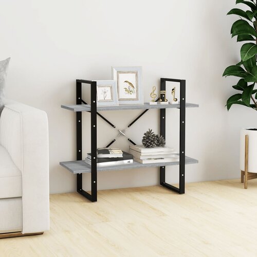 The Living Store Knjižna omara 2-nadstropna siva sonoma 80x30x70 cm konstr. les - Knjižna Omara, (21431745) Cene