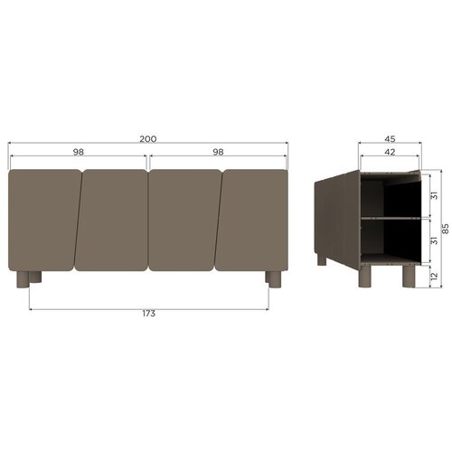 WOOOD Rjava komoda iz masivnega bora 200x85x45 cm Root &amp;ndash; Slike
