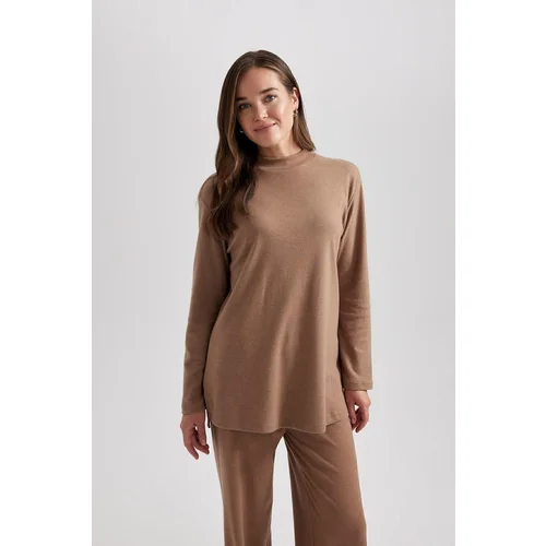 Defacto Regular Fit Half Turtleneck Soft Furry Softshell Long Sleeve Tunic