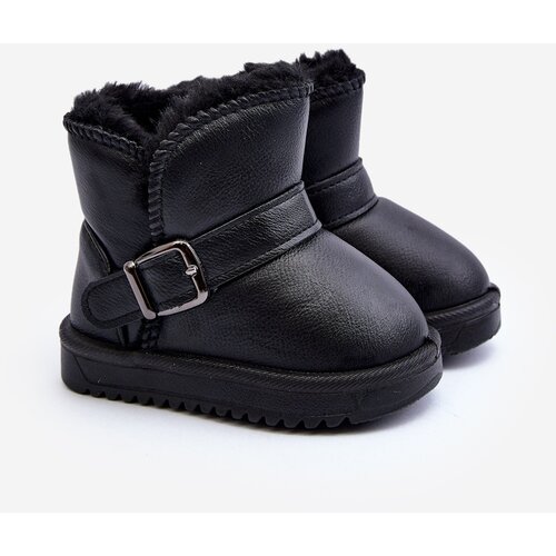 Boto Children's Eco Leather Snow Boots with Strap Black Orinor Cene