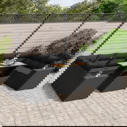 vidaXL 10-dijelni set vrtnih sofa s jastucima crni od poliratana Cijene