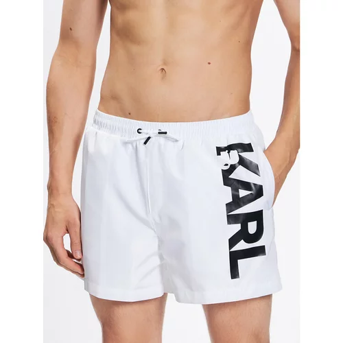 Karl Lagerfeld Kopalne hlače Logo 230M2202 Bela Regular Fit